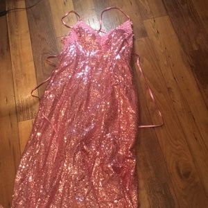 Pink Shimmer Glitter Prom Dress